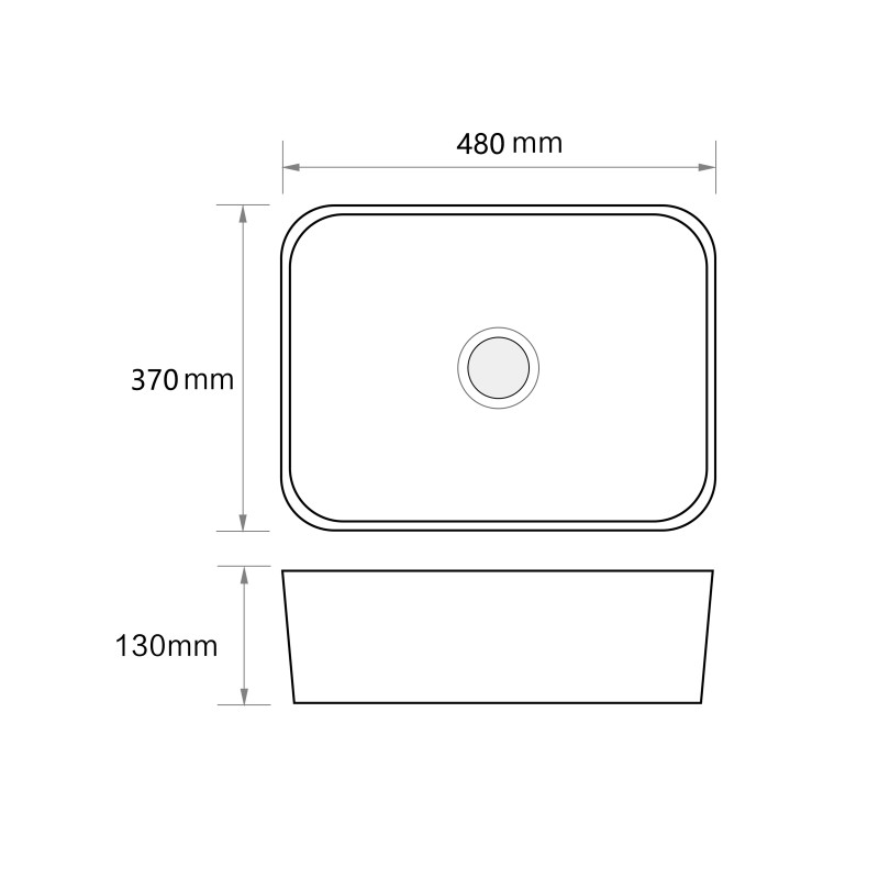 Раковина накладная Mixxus Premium QUADRO-0103 480х370х130mm