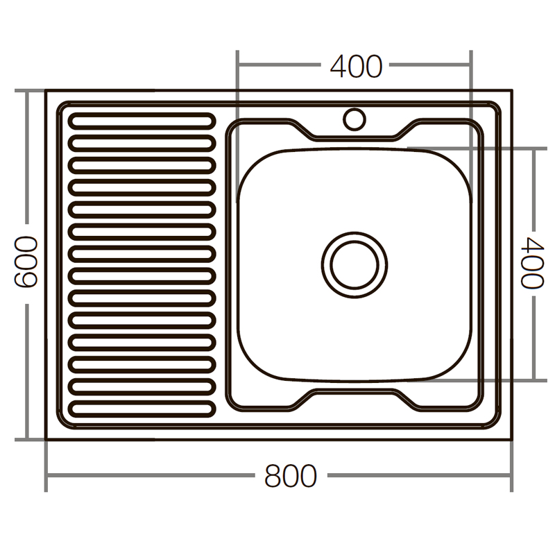 Кухонная мойка накладная ZerixZ8060R-06-160E (Satin)