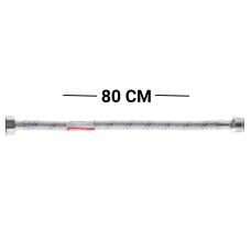 Гнучкий шланг для підключення води гайка 1/2'' - Штуцер 1/2'' (80 см) (силік. оболонка) Zerix (ZX302)