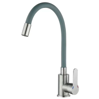 Кухонный смеситель с серым силиконовым изливом Zerix DAX-011 Refl.Gray (нерж. сталь)