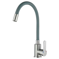 Кухонный смеситель с серым силиконовым изливом Zerix DAX-011 Refl.Gray (нерж. сталь)