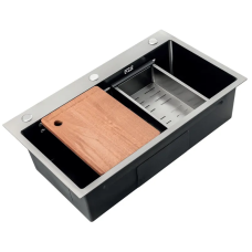 Мийка Zerix ZH7545-SET-05 DECOR NANO-BLACK (3.0/0.8) з нерж. сталі, комплект (графіт)