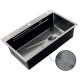 Мойка Zerix ZH7545-SET-05 DECOR NANO-BLACK (3.0/0.8) с нерж. стали, комплект (графит)
