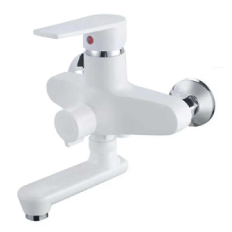 Смеситель для ванны PLAMIX OSCAR-008 EURO SET WHITE (со шлангом, лейкой и кронштейном)