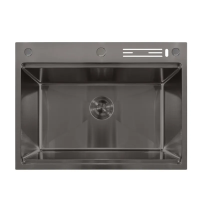 Мойка Mixxus MH7050-SK NANO-BLACK (3.0/0.8) с н.ст. со ступенькой для суш.,с подст.под ножи(графит)