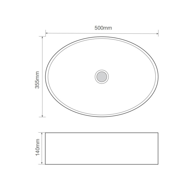 Раковина накладная Mixxus Premium BEVEL-0106 500х355х140mm