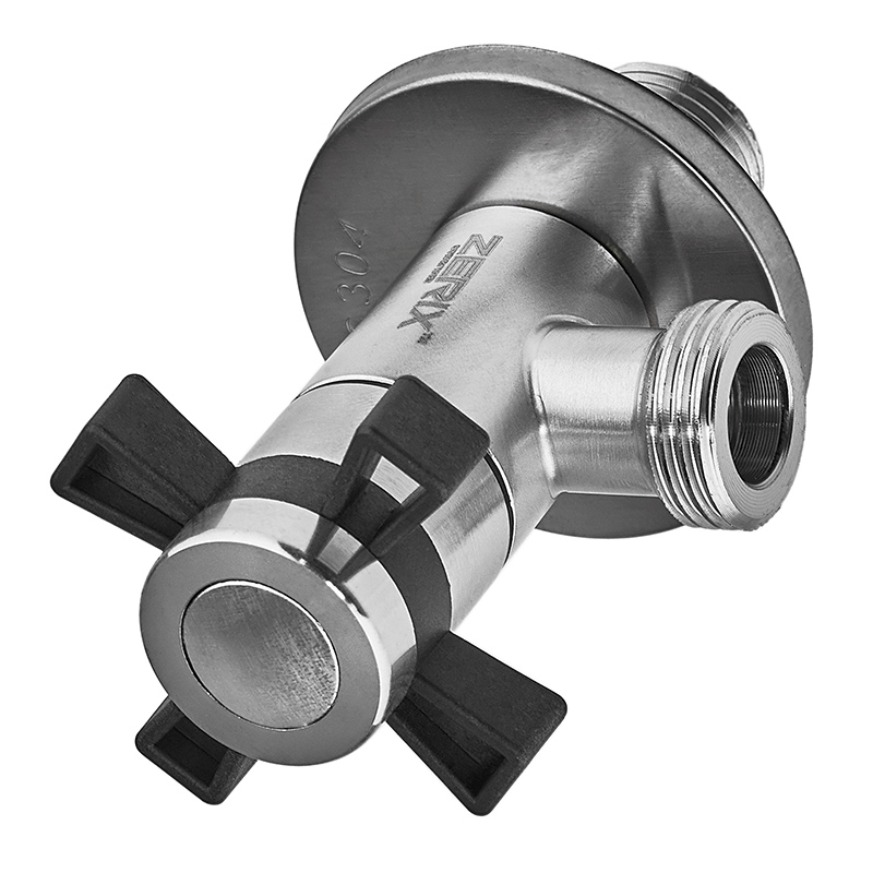Кран для подключения сантехприборов Zerix VAL-09-1/2x1/2 из нерж.стали SUS304