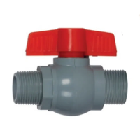 Кран шаровой PLAMIX PVN-1/2" MM PVC, ручка "бабочка" (grey+red)