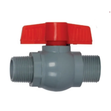 Кран шаровой PLAMIX PVN-1/2" MM PVC, ручка "бабочка" (grey+red)