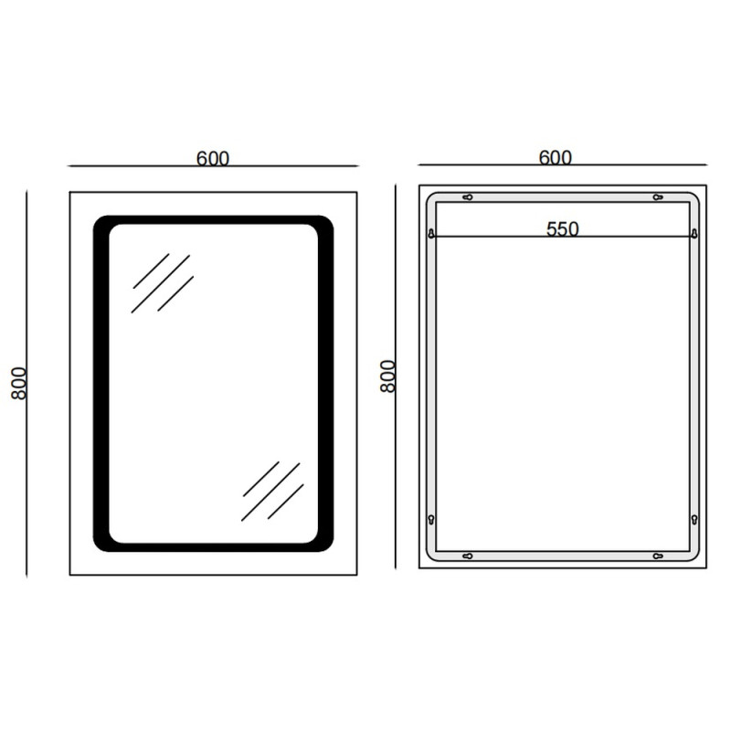 Зеркало Mixxus TWEE MR09-80x60-REVERSE с LED Touch, Anti-fog, димером, регулировкой яркости (MI6660