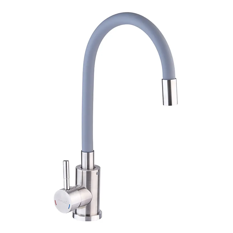 Смеситель для кухни с силиконовым изливом Champion SUS-011 Refl.Gray (нерж. сталь)