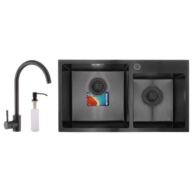 Набор Mixxus SET-7843D-220x1.0-PVD (мойка+смеситель+диспенсер)