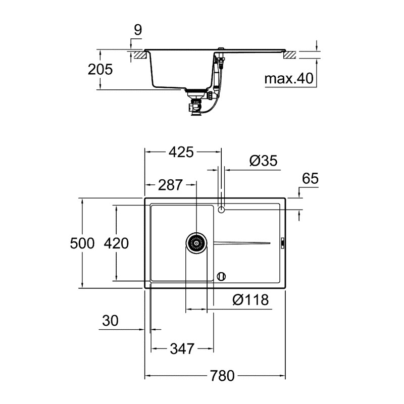 Композитная мойка для кухни Grohe K400