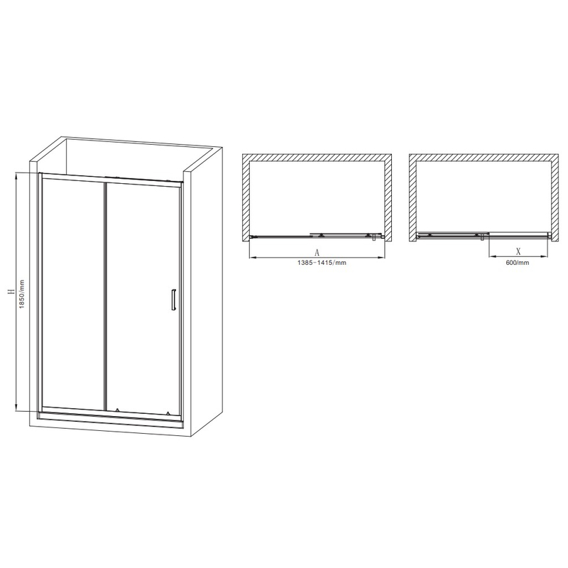 Двері в нішу Mixxus Premium DIVERSE SD01-140x185-TR Хром прозоре скло 5мм
