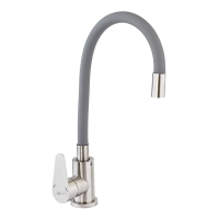 Смеситель для кухни с серым гибким изливом Zerix Fox-011 Refl.Gray с нерж. стали SUS304