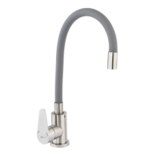 Смеситель для кухни с серым гибким изливом Zerix Fox-011 Refl.Gray с нерж. стали SUS304