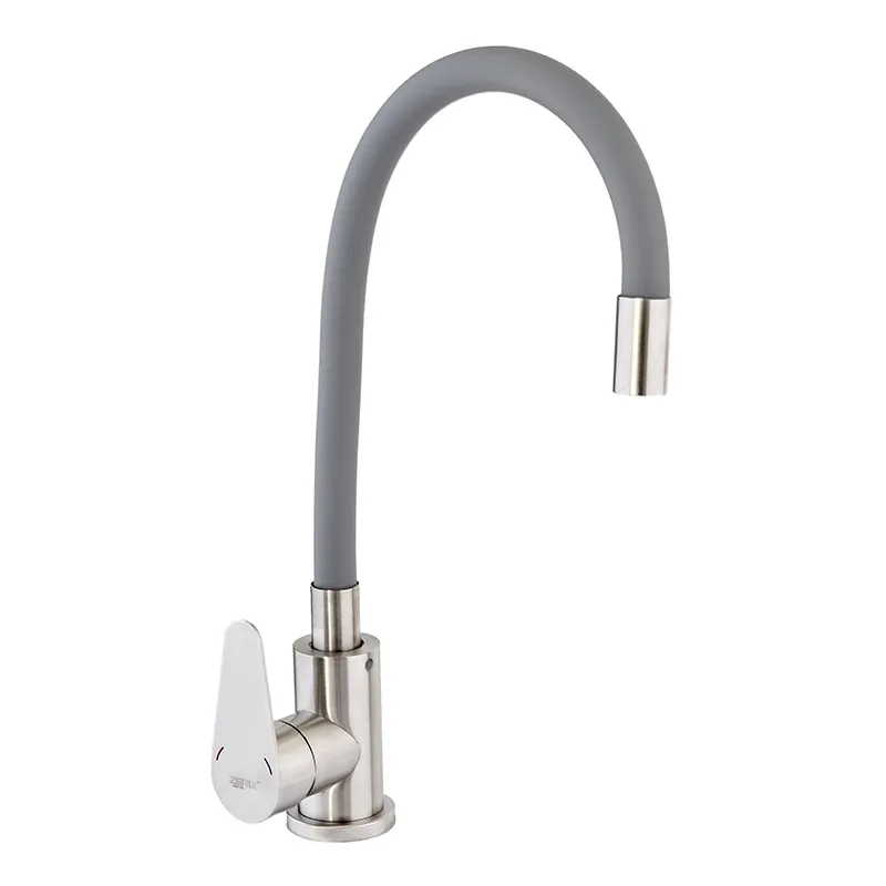 Смеситель для кухни с серым гибким изливом Zerix Fox-011 Refl.Gray с нерж. стали SUS304