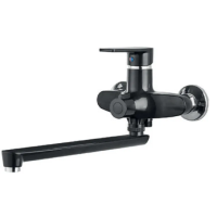 Смеситель для ванны PLAMIX OSCAR-006 EURO SET BLACK (со шлангом, лейкой и кронштейном)