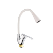 Смеситель для кухни с силиконовым изливом Champion YUB 011-279 (Nut) Refl.White