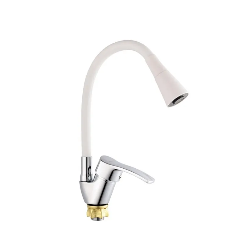 Смеситель для кухни с силиконовым изливом Champion YUB 011-279 (Nut) Refl.White