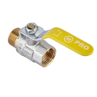 Кран шаровой Waterpro WP607-15FML-Y - 1/2" FML ГШВ YELLOW, ручка "рычаг" желтая