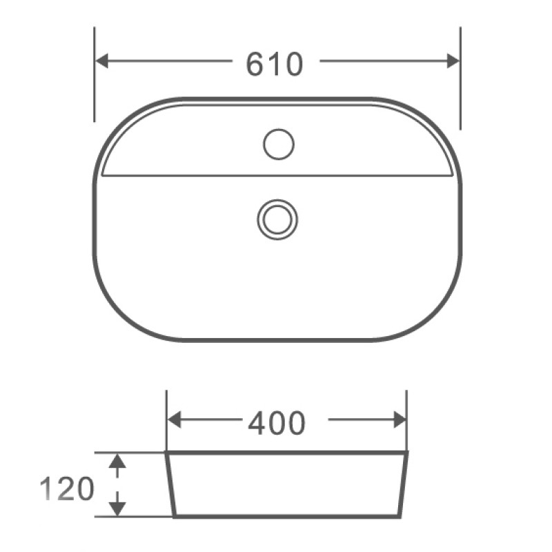 Умывальник накладной керамический Mixxus Premium Ellipse-0202 610x400x120mm
