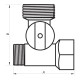 Кран для подключения сантехприборов 1/2Mx3/4Mx1/2F (NF.1110) Nolf