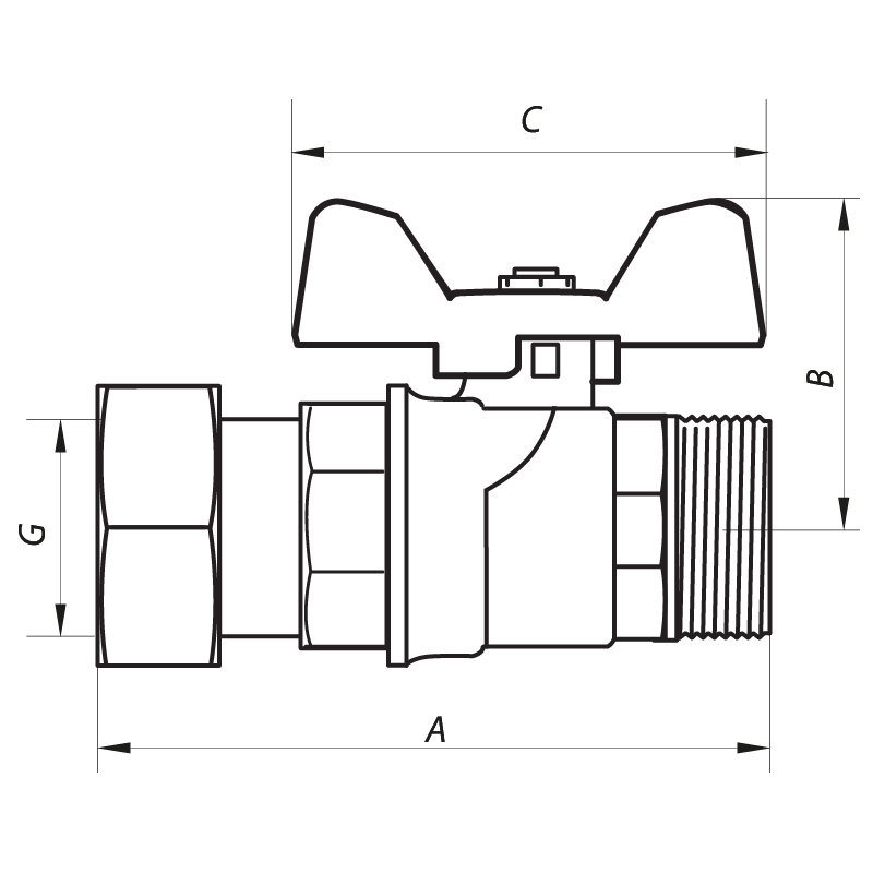 Кран кульовий з накидною гайкою 1/2" ГШБ (NF.821) Nolf