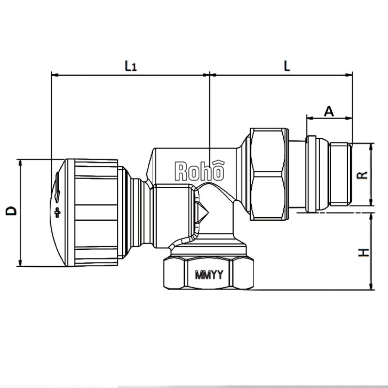 Кран радиаторный термостатический Roho R5170-050 - 1/2" (М30х1,5) осевой