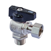 Кран шаровый угловой Н/Г Roho R116-050B -1/2"х1/2" ВЗ, ручка "бабочка" черная