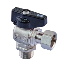 Кран шаровый угловой Н/Г Roho R116-050B -1/2"х1/2" ВЗ, ручка "бабочка" черная
