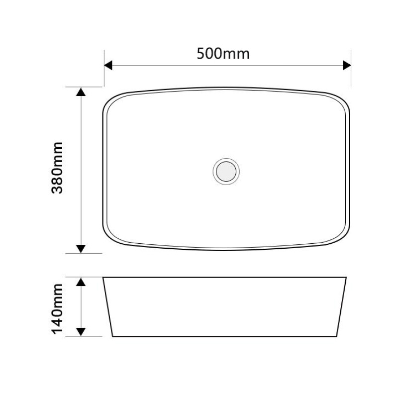 Раковина накладная Mixxus Premium DIVERSE-0109 EDGE BLACK 500х380х140mm