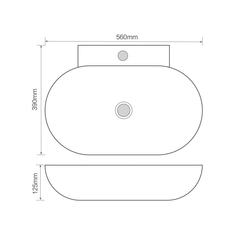 Раковина подвесная MIXXUS PREMIUM DIVERSE-0201 560х390х125mm с отверстием под смеситель