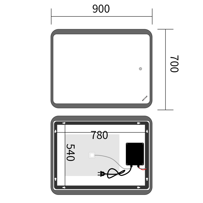 Зеркало Mixxus Premium OLIVARY MR19-90x70-REVERSE (LED Touch, Anti-fog, димер (3-6,5kK))