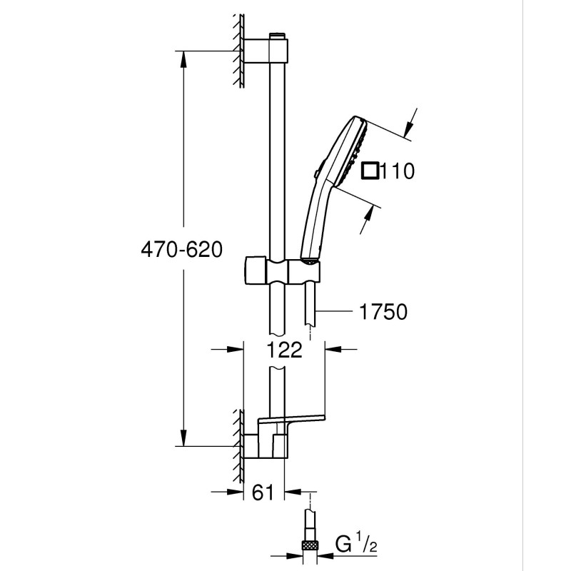 Душевой гарнитур Grohe Tempesta Cube 110, 2 режима