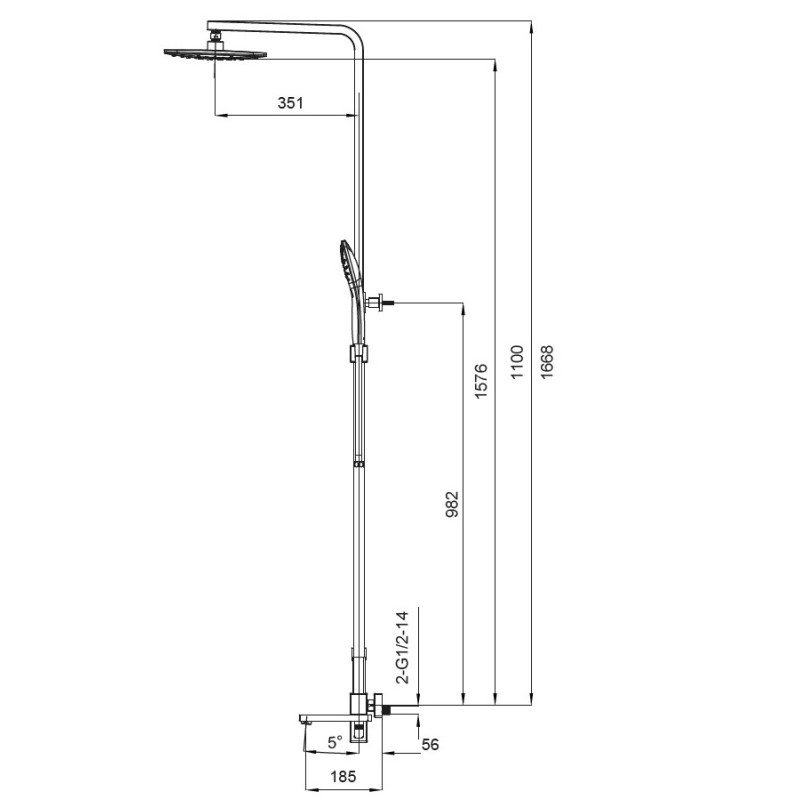 Душевая колонна со смесителем Koer KB-56009-01 (Цвет хром)