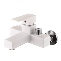 Смеситель для ванны Plamix Kubus-009 EURO SET White (со шлангом, лейкой и кронштейном)