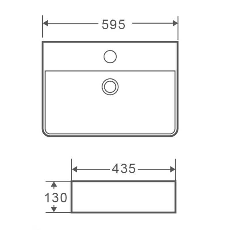 Умывальник накладной керамический Mixxus Premium Quadro-0202 с переливом 600x420x120mm