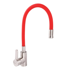 Смеситель для кухни Zerix LR74004-1 с красным гибким изливом
