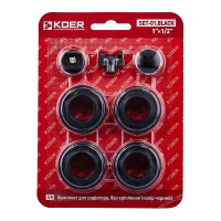 Комплект для радиатора Koer SET-01.Black 1/2" Без крепления (кол. черный)