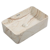 Раковина накладная Mixxus Premium QUADRO-0208 MARBLE 480х315х140mm с переливом