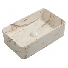 Раковина накладна Mixxus Premium QUADRO-0208 MARBLE 480х315х140мм з переливом