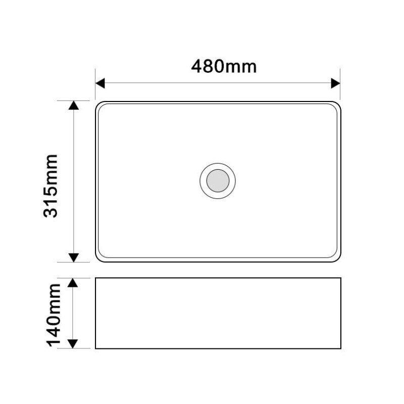 Раковина накладная Mixxus Premium QUADRO-0208 MARBLE 480х315х140mm с переливом