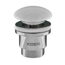 Донний клапан для умивальника Koer PW-01-11 1 1/4'' (кнопка) (Біла керамічна накладка)