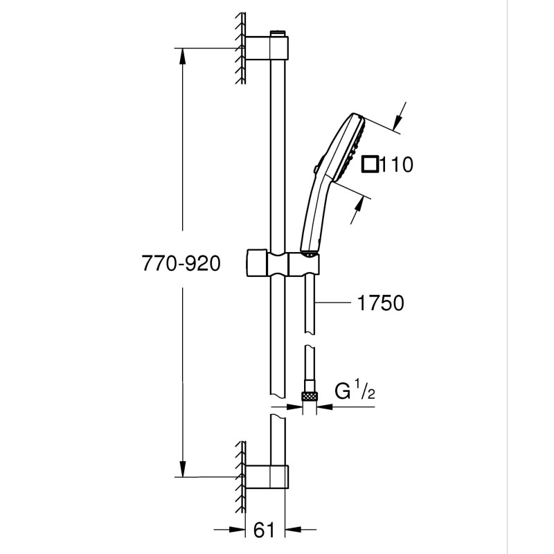 Душевой гарнитур Grohe Tempesta Cube 110, 2 режима