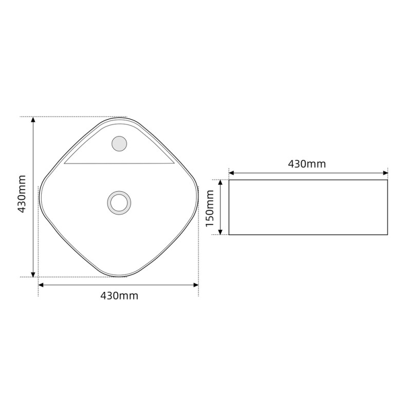 Раковина накладная MIXXUS PREMIUM WAVE-0201 MARBLE 430х430х150mm с отверстием под смеситель (MP6536