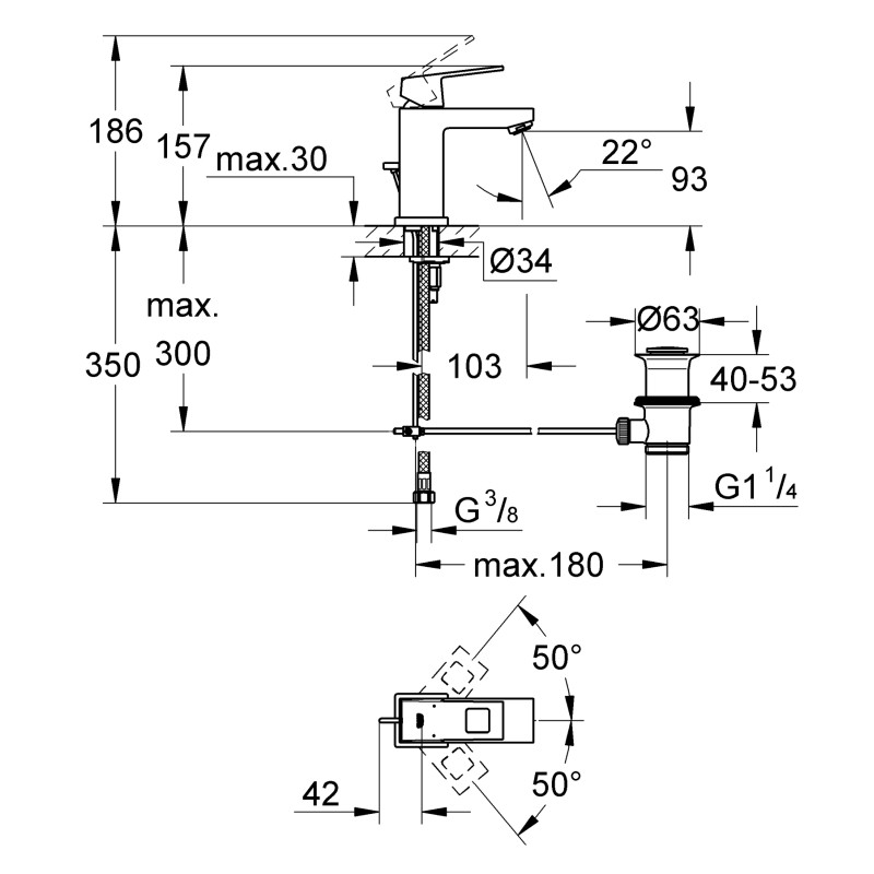 Смеситель для раковины S-размера Grohe Eurocube