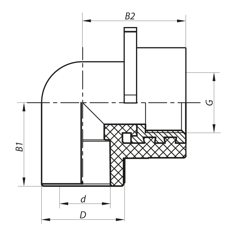 Угол установочный для гипсокартонных стен ВР 20x1/2F PPR Koer K0189.PRO