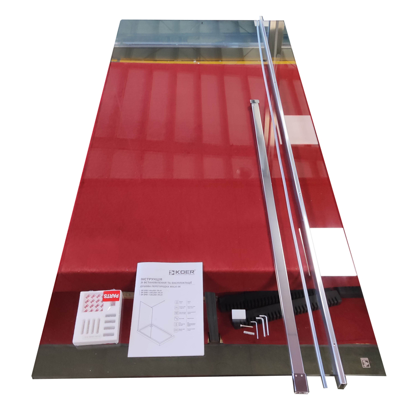 Душова перегородка Koer SR SP01-100x200-TR-01 Walk-In прозоре скло Easy Clean 8мм, хром (KR53)