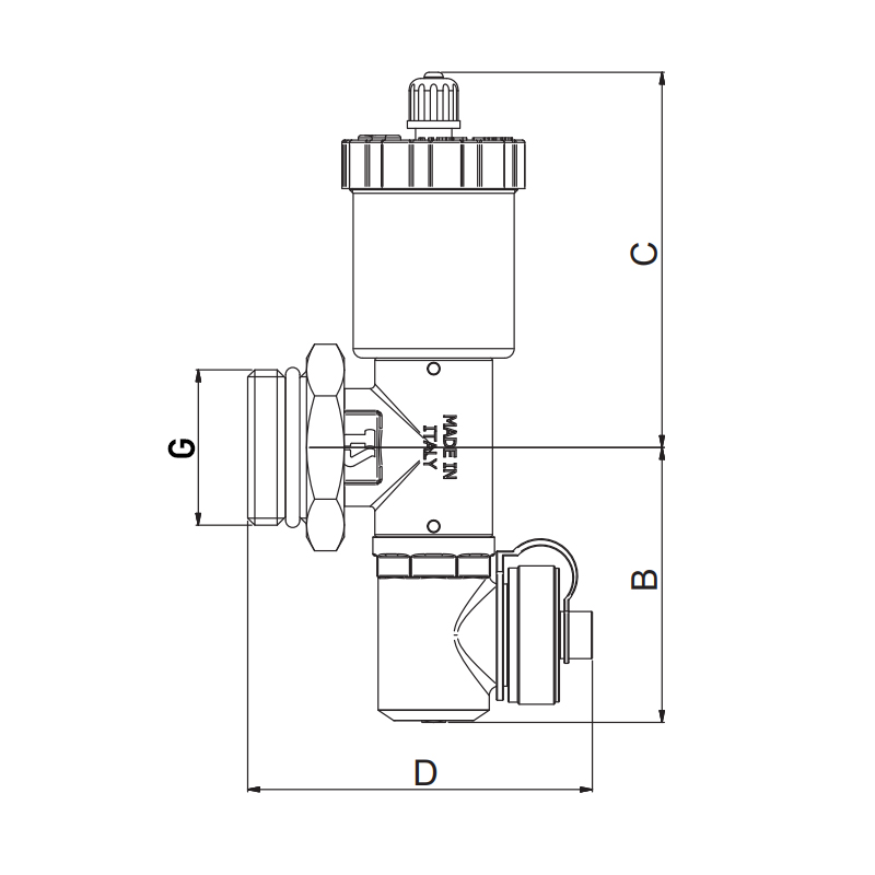 Концевая сливная группа Roho R610-100 - 1" (с воздухоотводчиком)